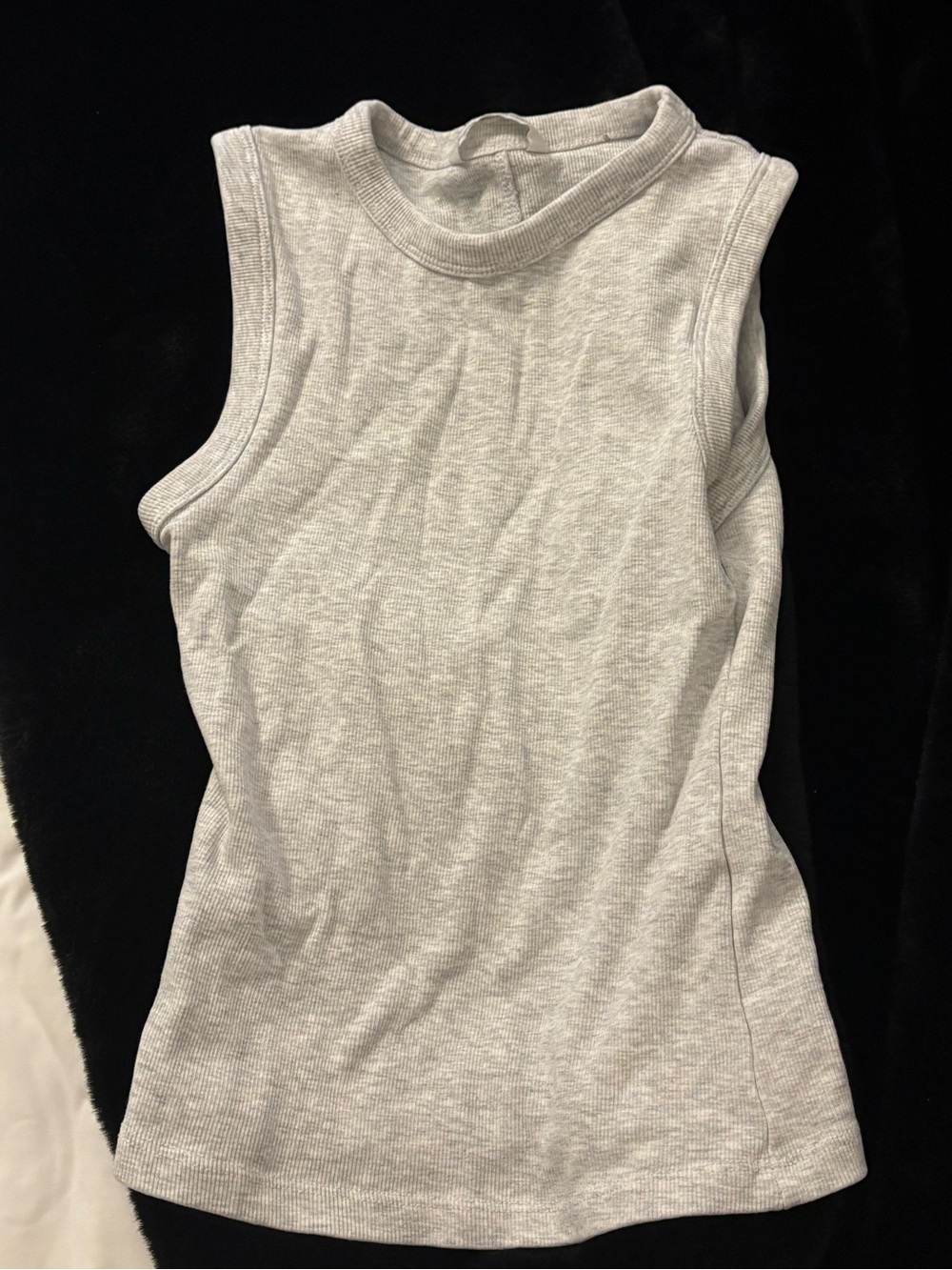 Zara Light Gray Ribbed Sleeveless Mock Neck Tank